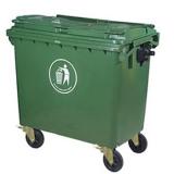 四轮移动平盖塑料垃圾桶 （ZTL-660A/绿）