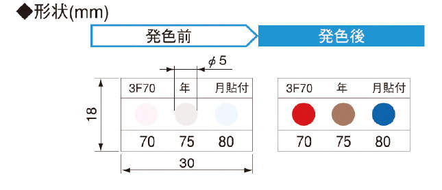 サーモカラーセンサー　不可逆|||３Ｆ１００　２０枚入/