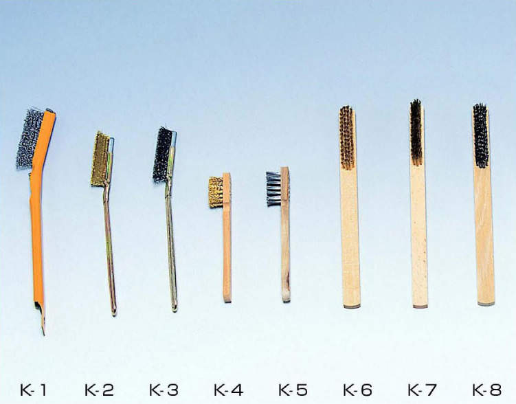 器械器具ブラシ　Ｋ－４|||木柄　真鍮　３行/3行树纹黄铜|机械刷K-4 | | 